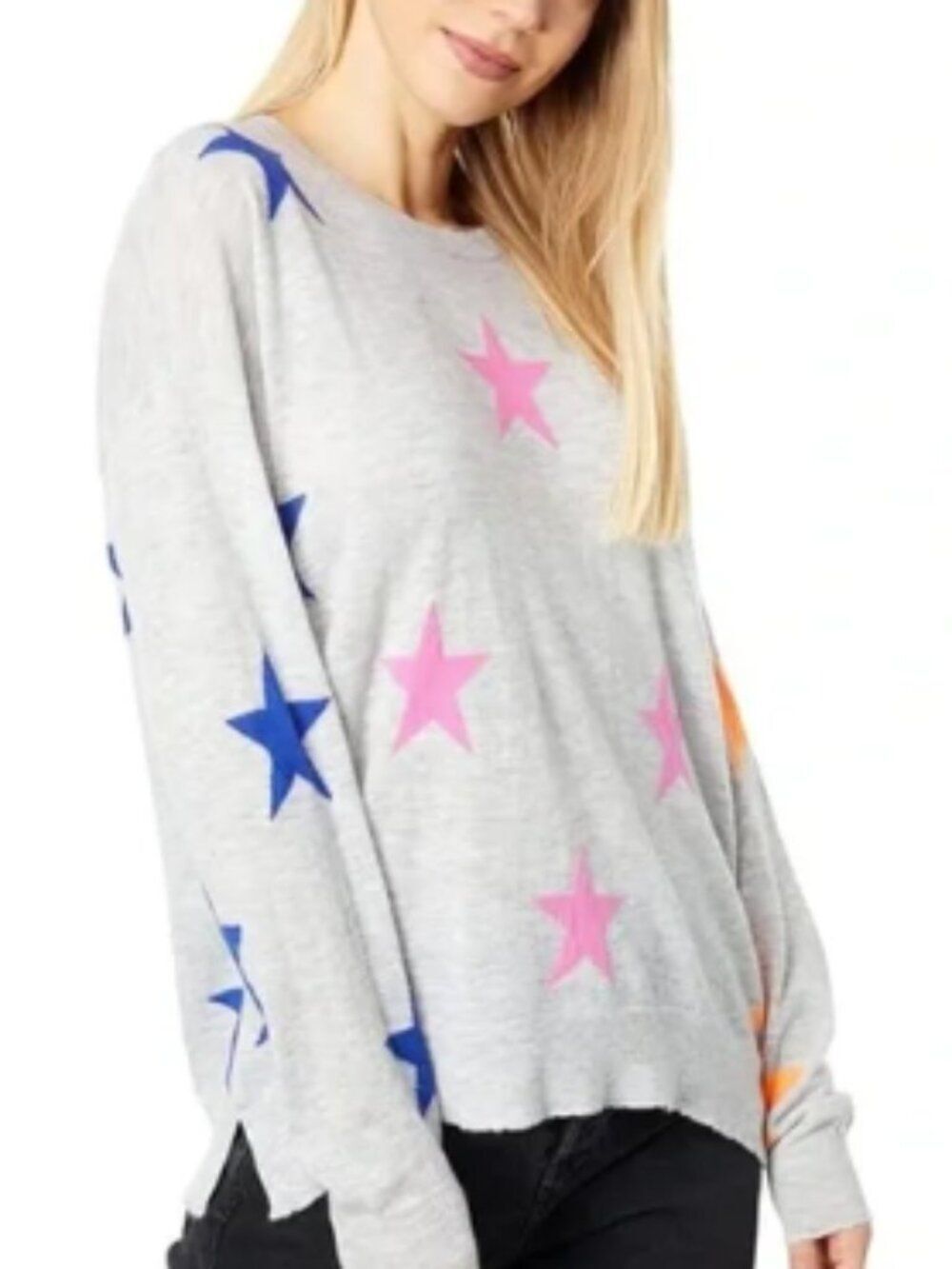 Sundry Anthropologie Stars Crew Neck Wool & Cashmere Blend Sweater XS Quirky Fun